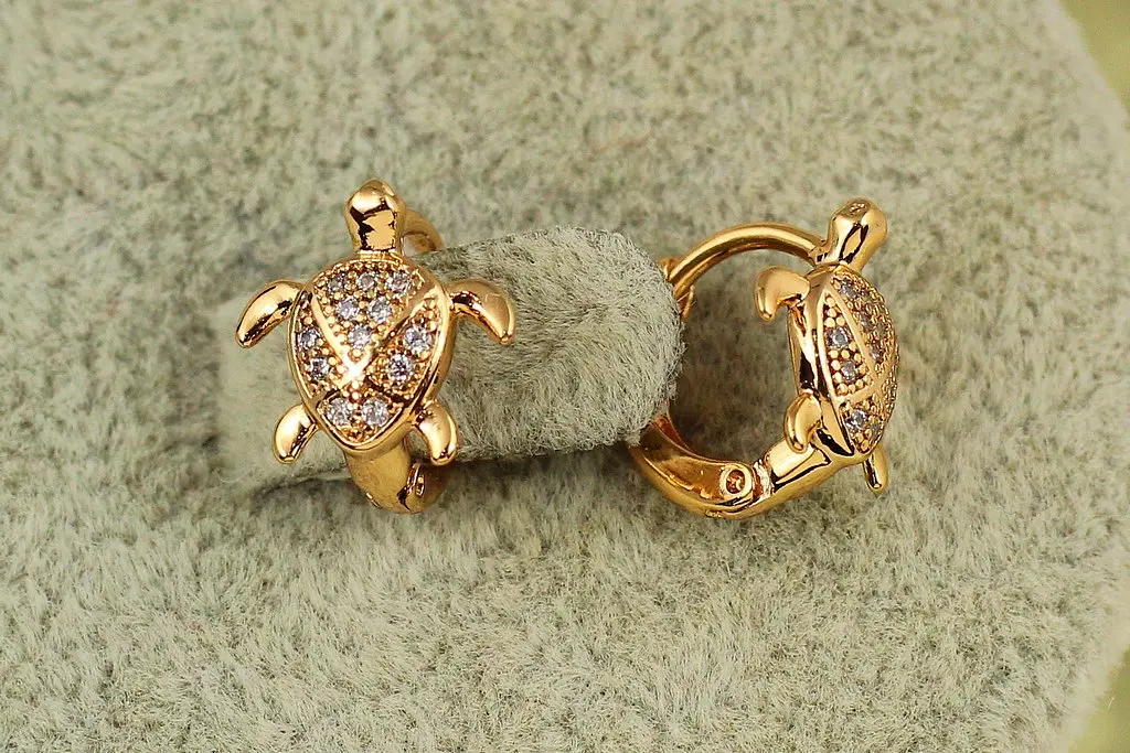 Сережки дитячі Xuping Jewelry Черепашка золотисті - фото 2