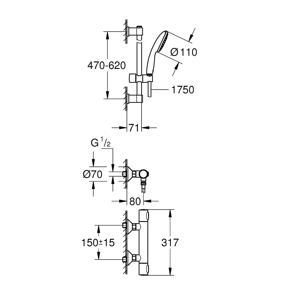 Змішувач термостатичний для душу Grohe QuickFix Precision Flow 34800001, Хром - фото 2