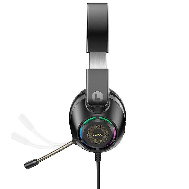Навушники Hoco Sue headphones gaming W108 RGB-підсвітка кабель 2 метри чорні - фото 4