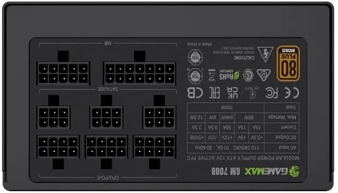 Блок живлення GameMax GM 700B Fully-modular 700W 80+ Bronze (GM 700B Fully-modular) - фото 2
