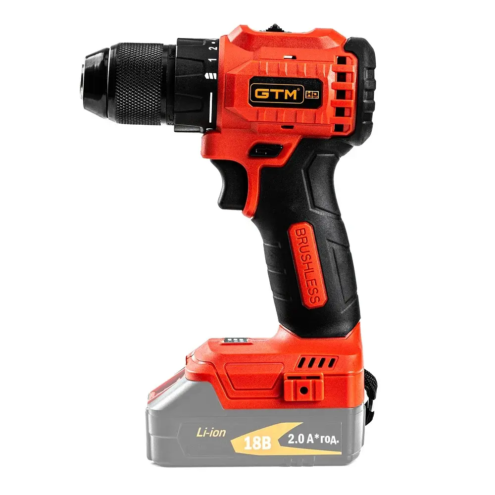 Шурупокрут акумуляторний GTM DS18/50BL (50 Нм, 1.5-13 мм, BL, 18 В, без акумуляторів та зарядного пристрою) - фото 3