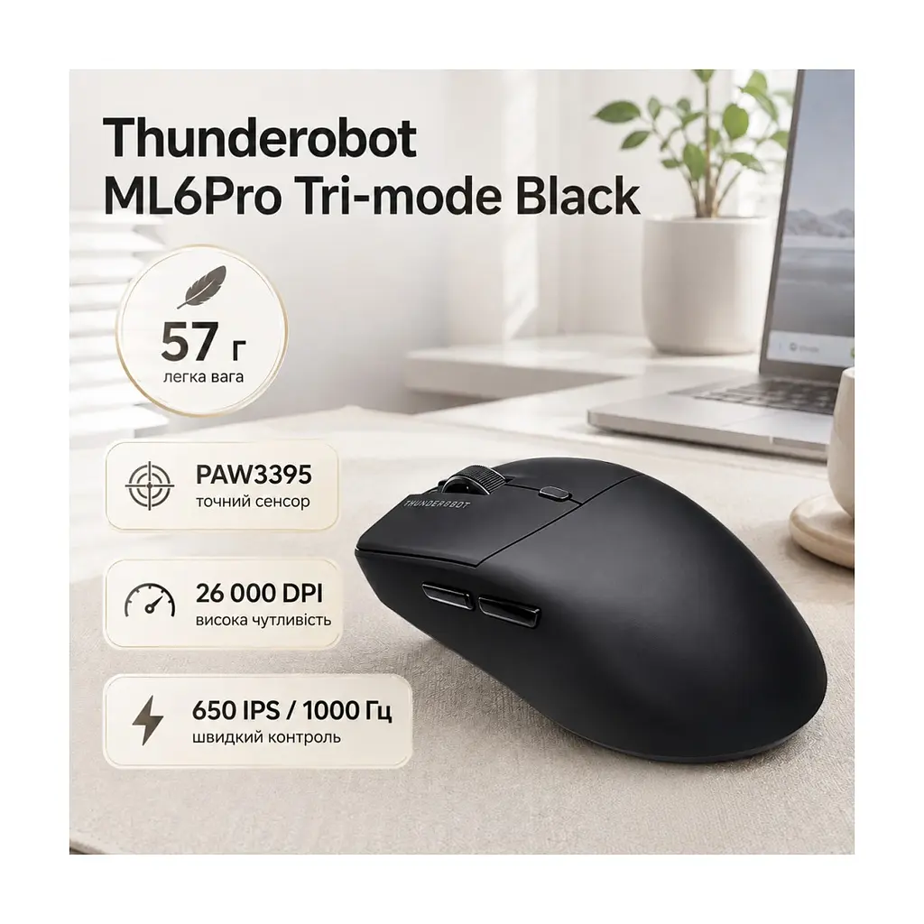 Мишка Thunderobot ML6Pro Tri-mode Black (6932066315788)