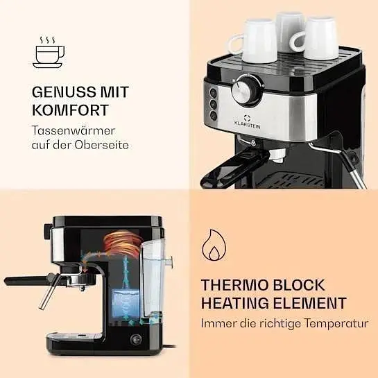 Кофеварка Klarstein BellaVita Espresso 1575 Вт 20 бар (10033137) - фото 7