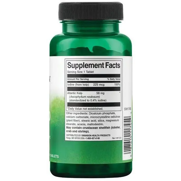 Ламінарія Swanson Kelp Iodine Source 225 мкг 250 таблеток (100-70-7269499-20) - фото 2