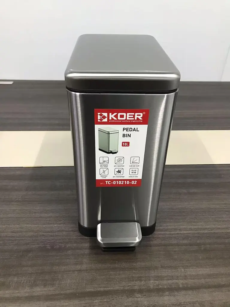 Відро для сміття з плавним закриттям прямокутне Koer TC-010210-02 10 л нержавіюча сталь KR5597, Нержавіюча сталь - фото 10