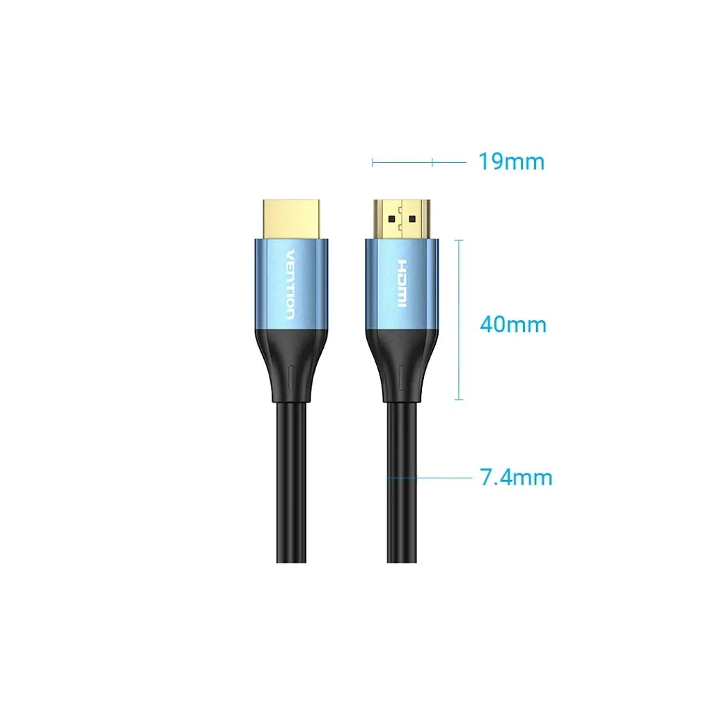 Кабель мультимедійний HDMI M to HDMI M 8.0m V2.0 4K60Hz aluminum alloy blue Vention (ALHSK) - фото 3
