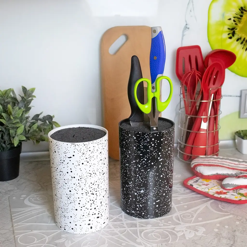 Підставка для ножів з наповнювачем із волокна універсальна Granite Knife Holder, Kitchen Master Білий 85717 - фото 2