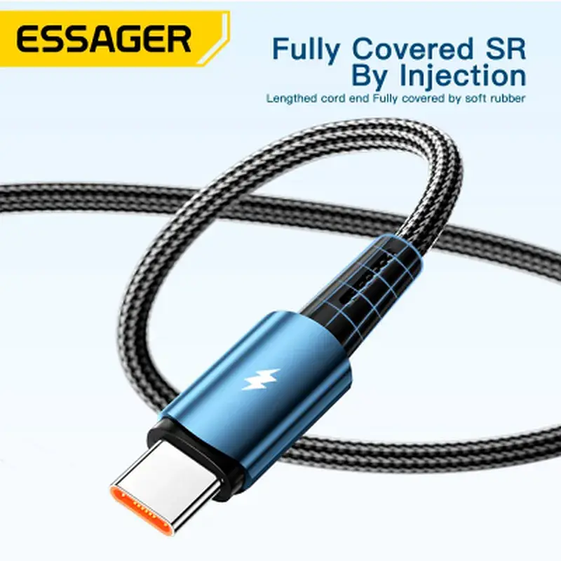 Дата кабель USB 2.0 AM to USB-C 2.0m 120W black Essager (EXC120-CGA01-P) - фото 5
