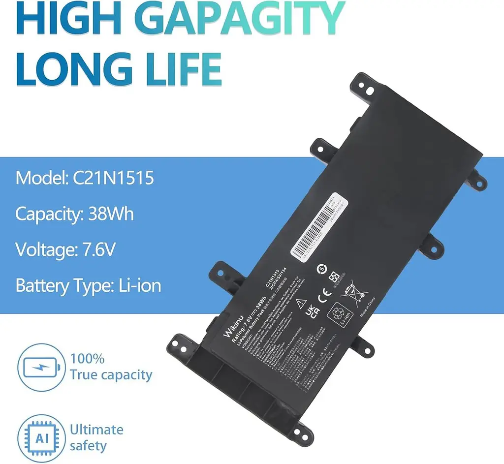 Акумулятор C21N1515 38Wh для ноутбуків ASUS X756UA/X756U/F756U/R753U - фото 2