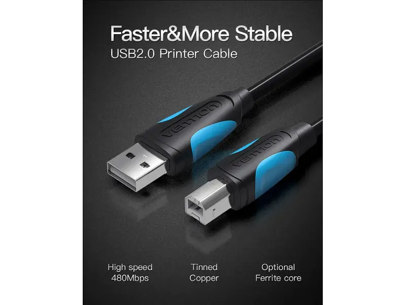 Кабель Vention USB A Male - B Male Print 2m (VAS-A16-B200) - фото 2