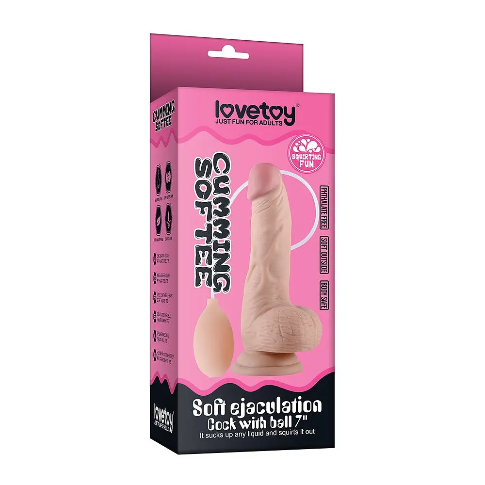 Фаллоимитатор Cumming Softee Soft Ejaculation Cock With Ball 8" 20.3 см телесный - фото 4