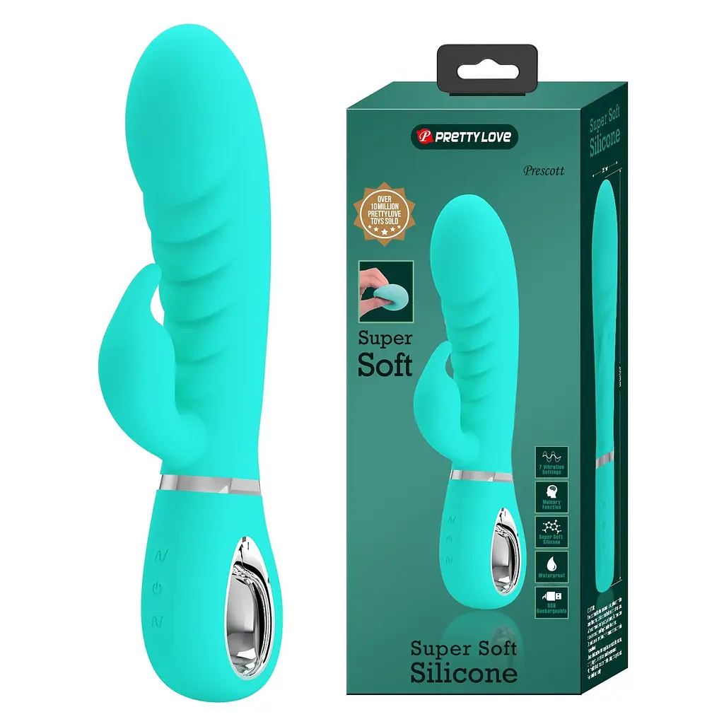 Вібратор-кролик Pretty Love Prescott 20 см бірюзовий - фото 13