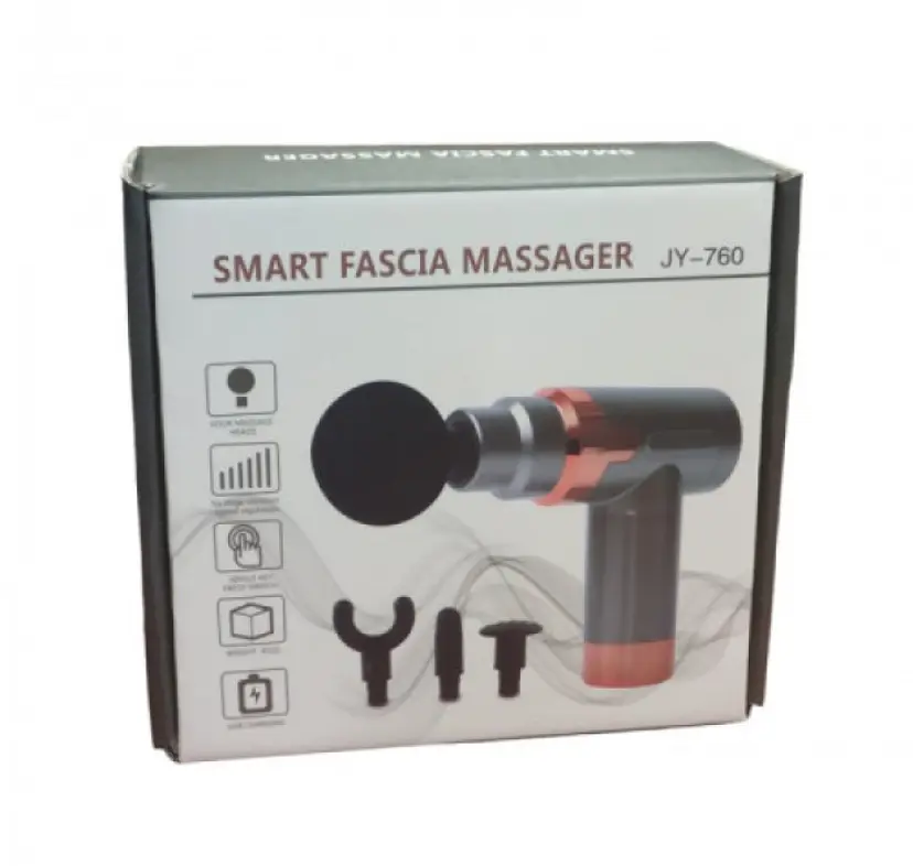 М'язовий ударний масажер Fascial GUN JY-760 4 насадки Чорний 30151367Е - фото 4