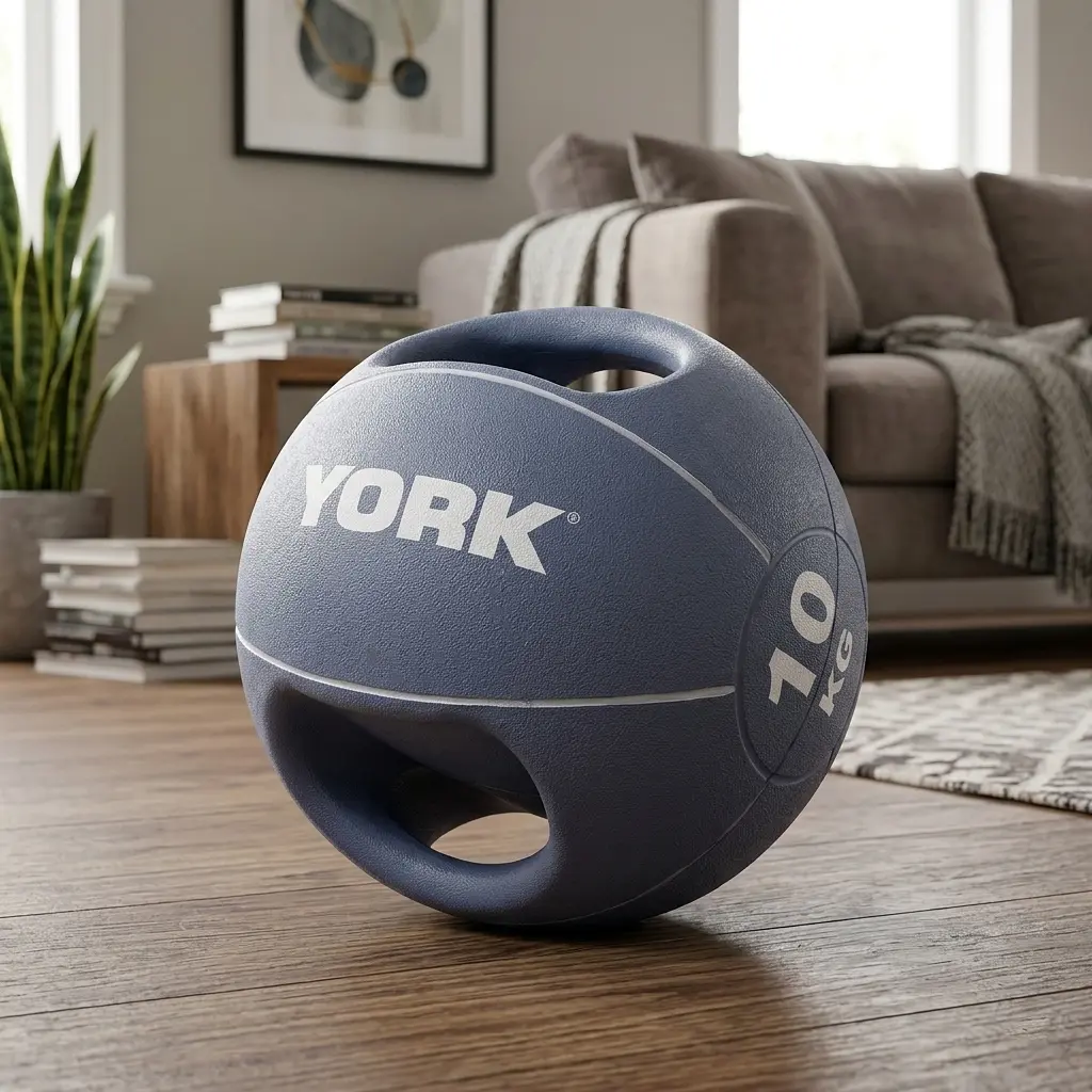 М'яч медбол 10кг York Fitness із двома ручками фіолетовий - фото 2