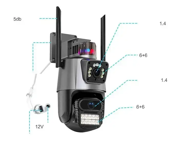 Вулична охоронна поворотна 4G камера Dual Lens Zoom 8MP сирена, зум - фото 5