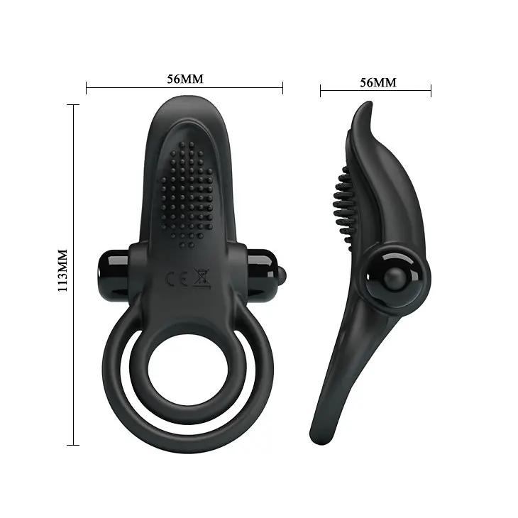 Эрекционное кольцо на пенис с вибрацией Pretty Love Vibro Penis Ring 11.3 см черный - фото 4
