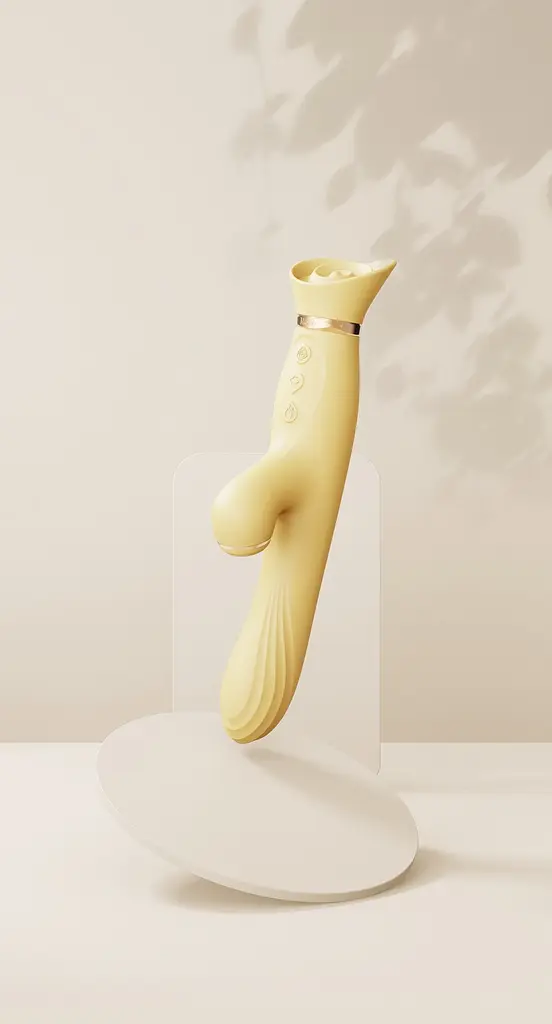 Вибратор-кролик Zalo Rose Rabbit Thruster 25 см (желтый) - фото 21