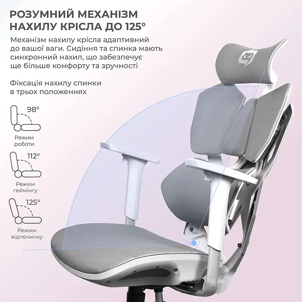 Крісло геймерське Sihoo Xallking X5C Mesh Grey (X5FC-N101) - фото 7