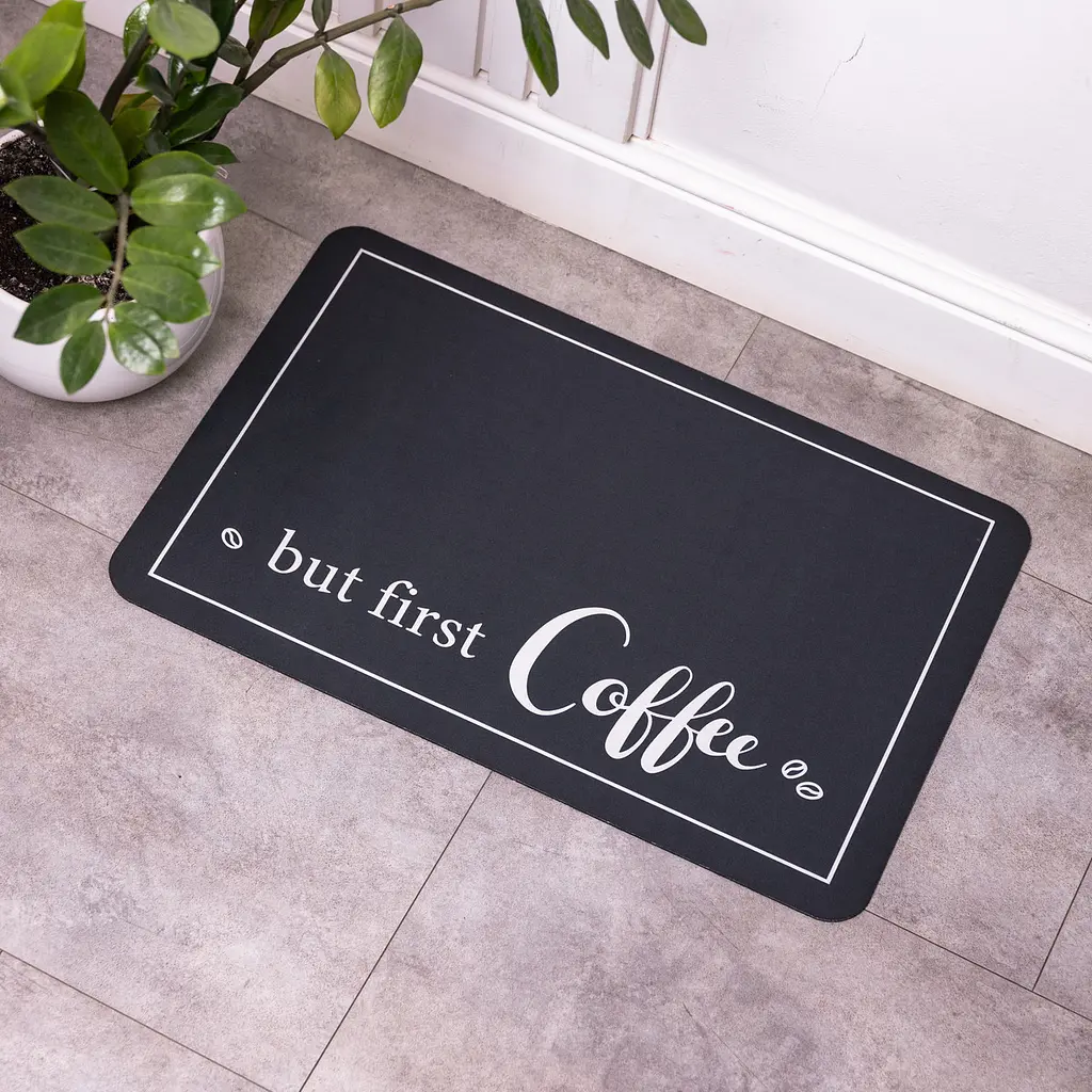Коврик на кухню 3d коврик из диатомита для кухни безворсовый But first Coffe 38×58 (см) Коврик кухонный на пол в кухню Yiwu HP-42-43 - фото 2
