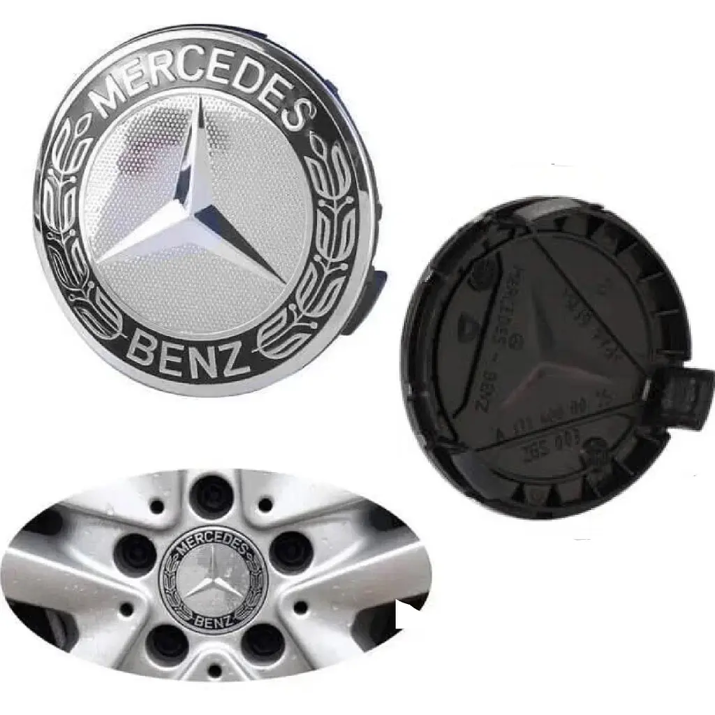Ковпачки на литі диски Mercedes 75 / 70 мм Колосок Хром 1 шт (А1714000025)