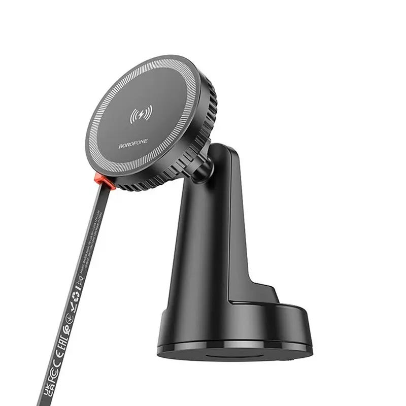 Автотримач BOROFONE BH208 + Wireless Charging 15W, кріплення на торпеду, клямка 50-90мм, Black, Box - фото 2