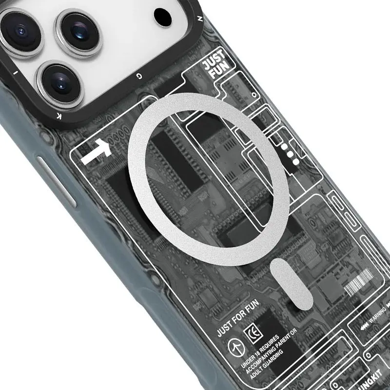 Чохол YoungKit Futuristic Circuit Board with Magnetic Ring для Apple iPhone 17 Pro Black [168261] - фото 4