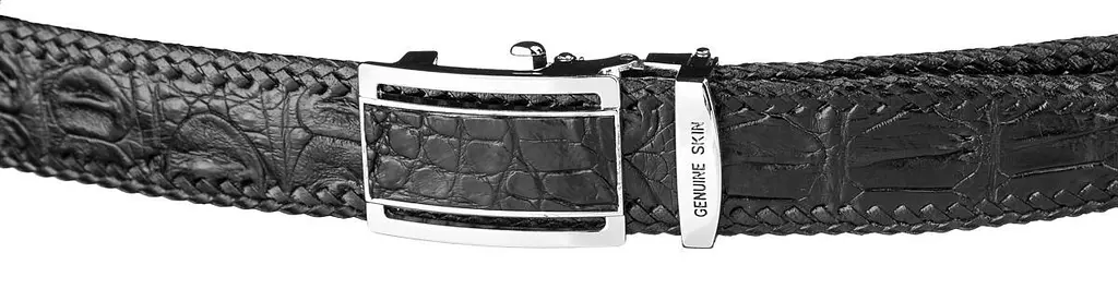 Ремінь-автомат CROCODILE LEATHER 18010 з натуральної шкіри крокодила чорний 120 см - фото 2