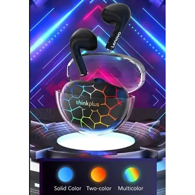 Гарнитура - наушники беспроводные Lenovo LP80 Pro RGB подсветка черные - фото 6