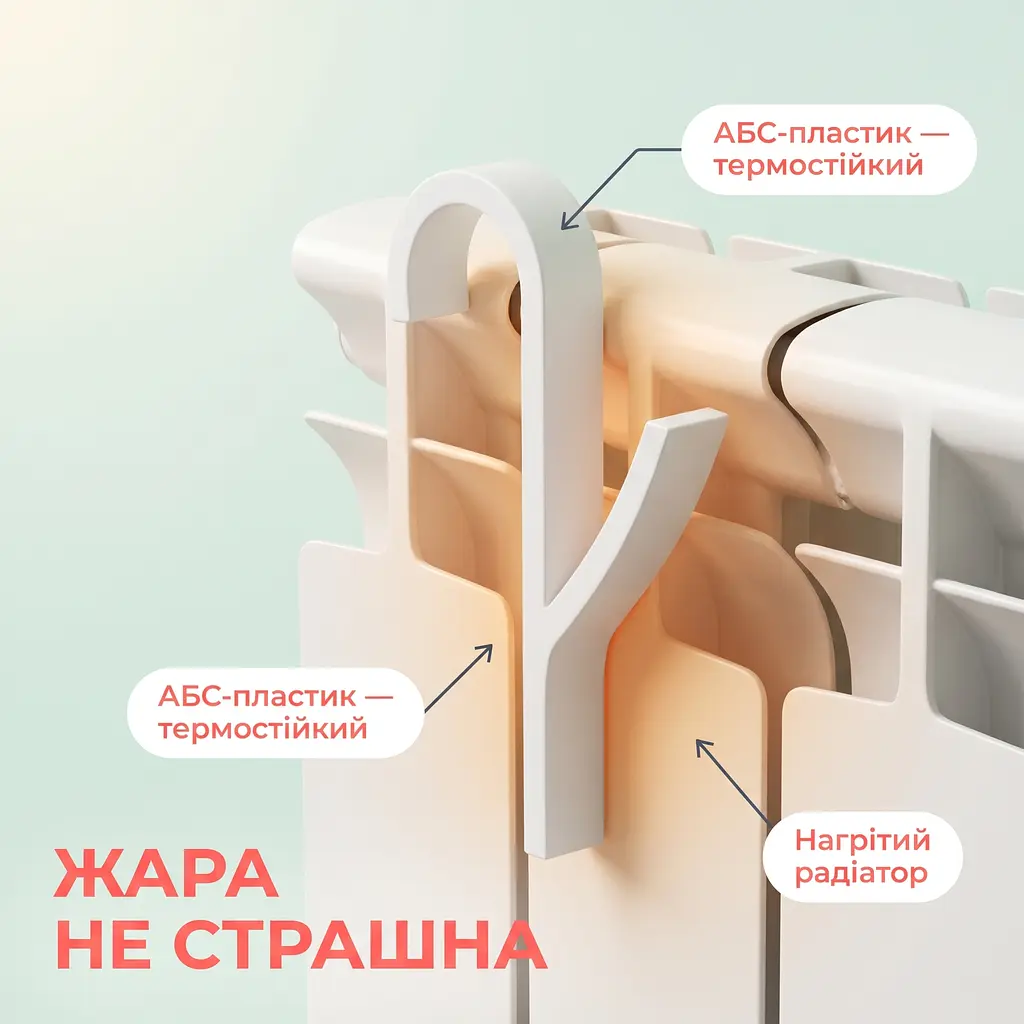 Гачок для рушника на радіатор білий — навісний тримач з АБС-пластику - фото 8