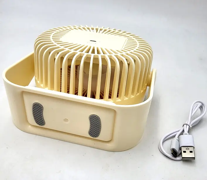 Настільний акумуляторний вентилятор UKC Portable Fan ZB124A 6376 14 см Жовтий (hub_nhk458) - фото 4