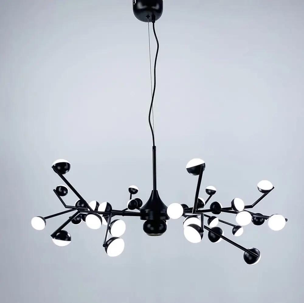 Светильник-молекула в черном цвете со встроенными светодиодами Line.F Количество ламп 36 - фото 2