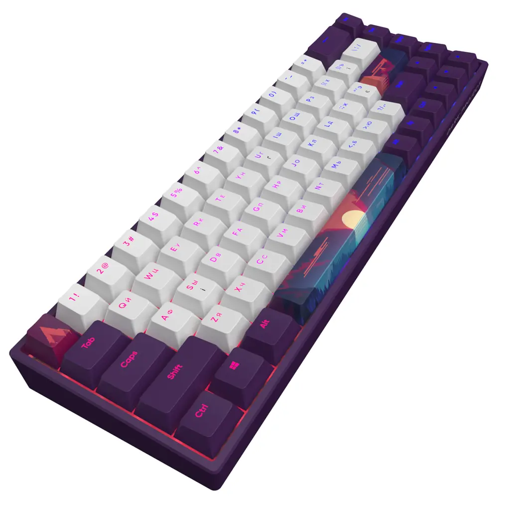 Клавіатура Dark Project Sunrise PBT RGB Mech G3MS Sapphire USB Violet/White (DPP68_GSH_SUNR_ANSI_UA) - фото 4