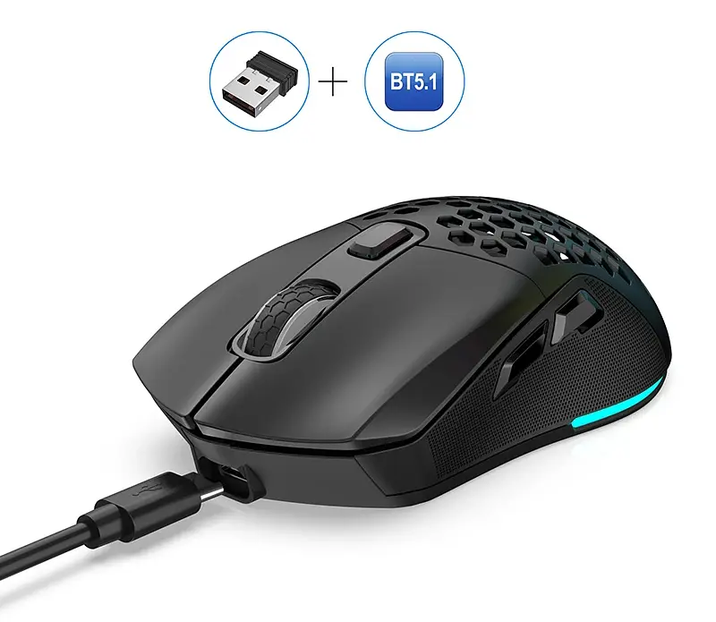 Миша бездротова HXSJ Т28 з акумулятором та RGB підсвічуванням 2,4G+Bluetooth Black - фото 3