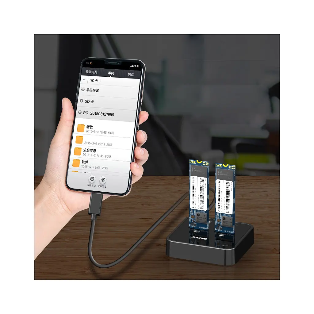 Док-станция для накопителей Maiwo 2*SATA M.2 SSD Key B/B+M USB 3.1 Gen1 Type-C (K3016SG1) - фото 5