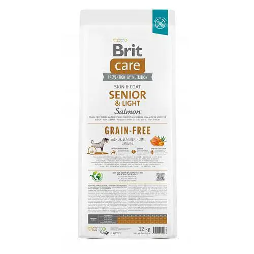 Сухой корм Brit Care Dog Grain-free Senior & Light для стареющих собак, беззерновой с лососем, 12 кг - фото 5