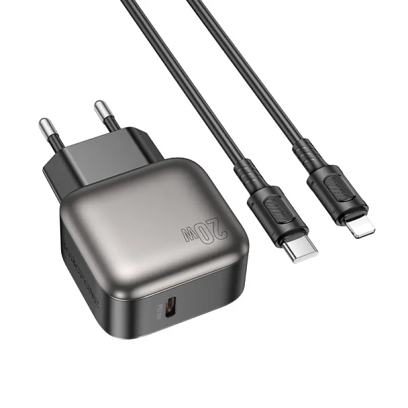 МЗП Borofone BAS53A Absolute PD20W (1USB-C) + кабель Type-C to Lightning Black - фото 2