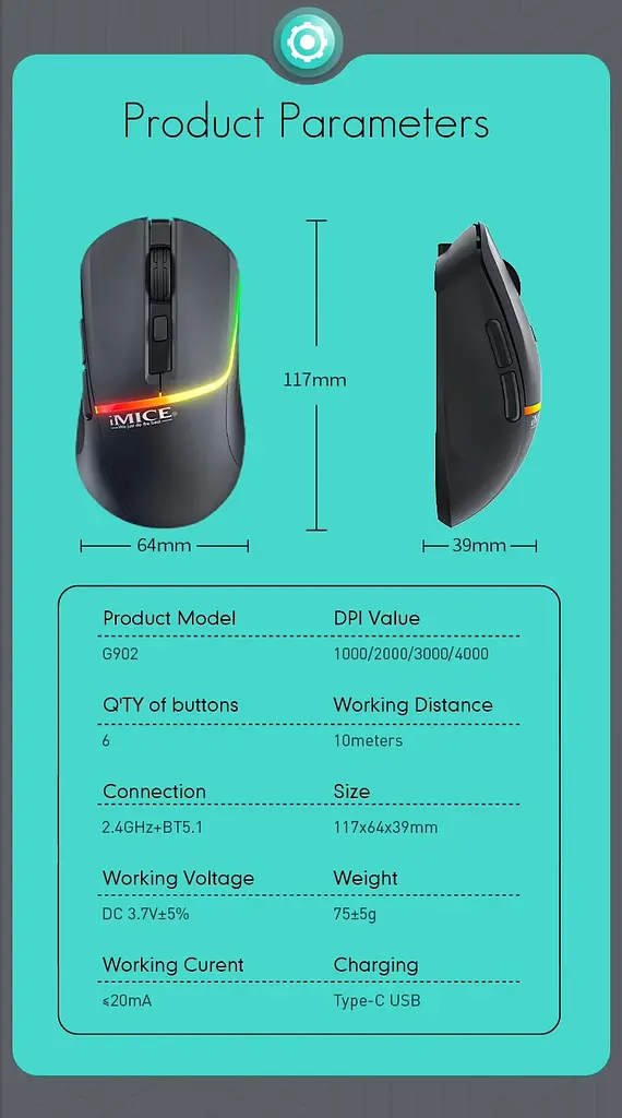 Миша бездротова Imice G902 2,4G Bluetooth - фото 7