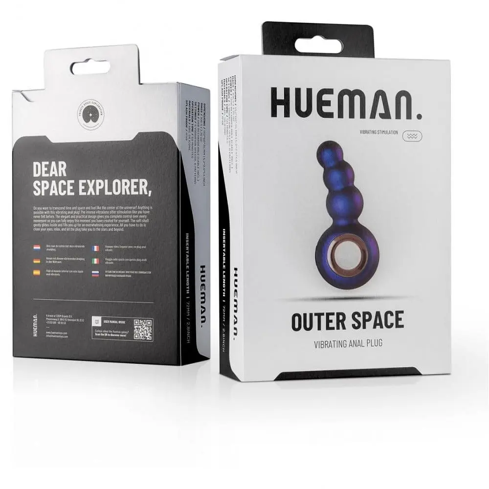Анальна пробка з вібрацією Outer Space Hueman у вигляді ялинки з кільцем-тримачем - фото 4