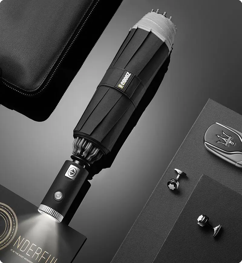 Парасоля складна автоматична з ліхтариком Xiaomi Zuodu (ZD002-LED) Black - фото 3