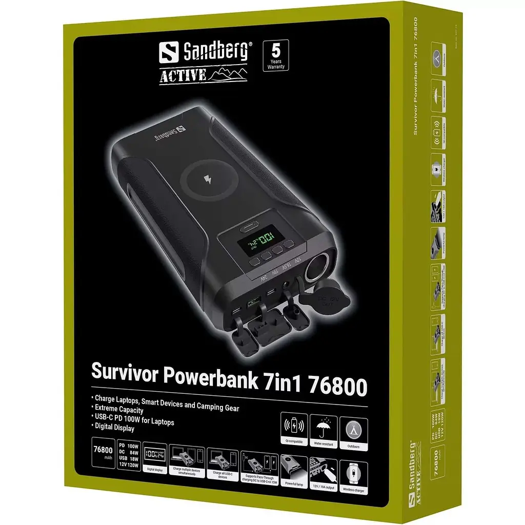 Павербанк Sandberg Black 76 800 mAh / 120 Вт (421-15) - фото 7