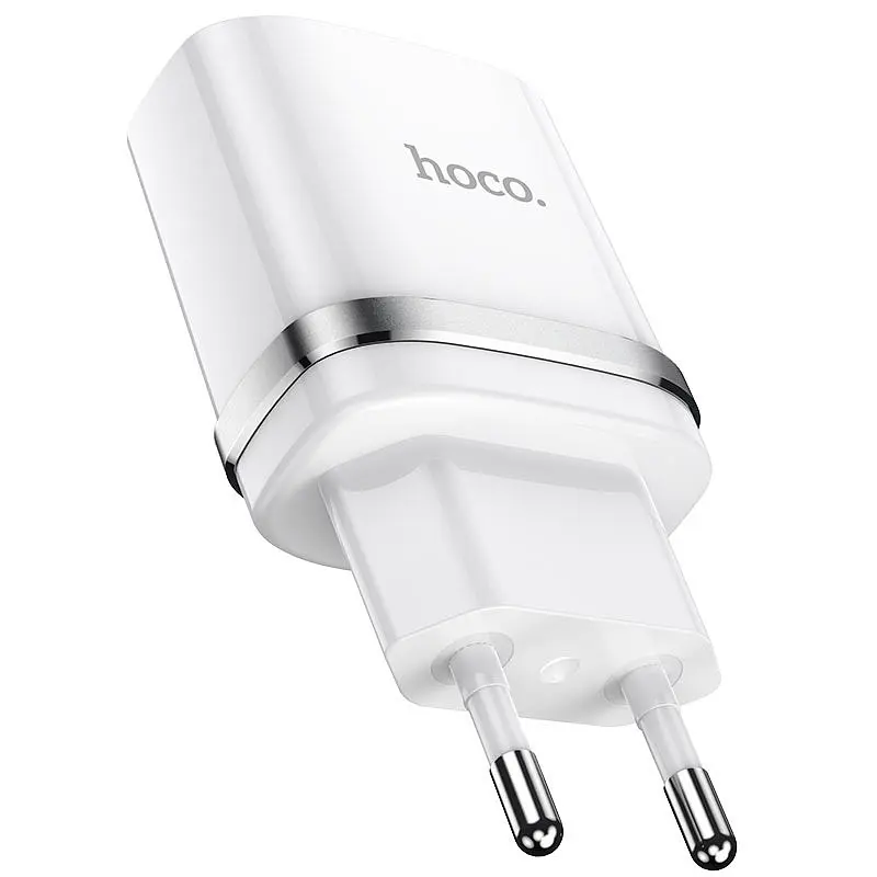Мережевий зарядний пристрій Hoco N1, 12W 2.4 A з USB-роз'ємом і кабелем Type-C у комплекті білий - фото 3