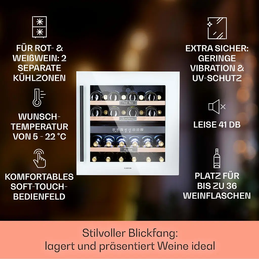Винный холодильник встроенный Klarstein Vinsider 36 Quartz Edition (10038405) - фото 2