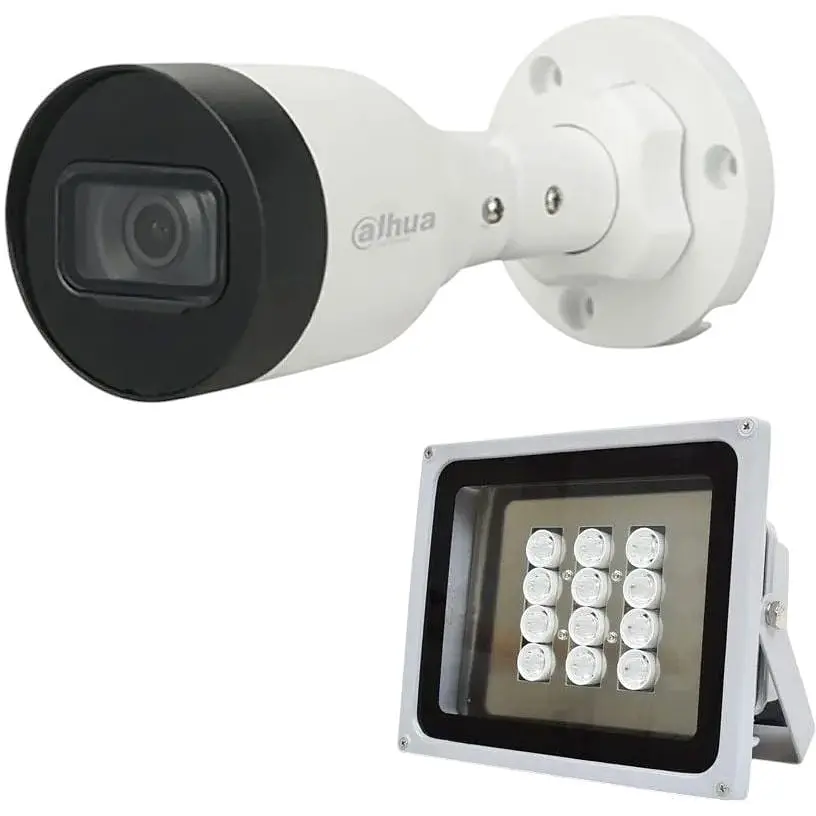 Комплект: IP-видеокамера Dahua 4 Мп DH-IPC-HFW1431S1P-S4 (2.8 мм) + ИК-прожектор Lightwell LW12-140IR45-220 - фото 1