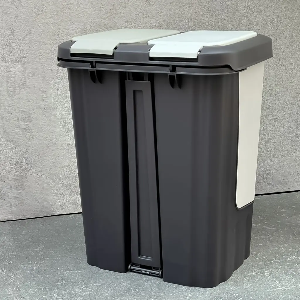 Відро для сміття MBM My Home сортувальне з кришкою та педаллю 10+10 л сіре (BIN-05 (10+10L) LIGHT GRAY/GRAY) - фото 17