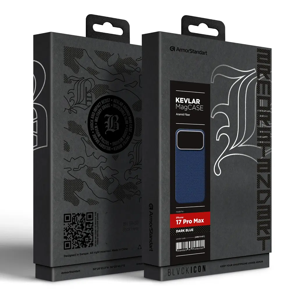 Чохол ArmorStandart BlackIcon Kevlar MagCase для Apple iPhone 17 Pro Max Dark Blue - фото 2