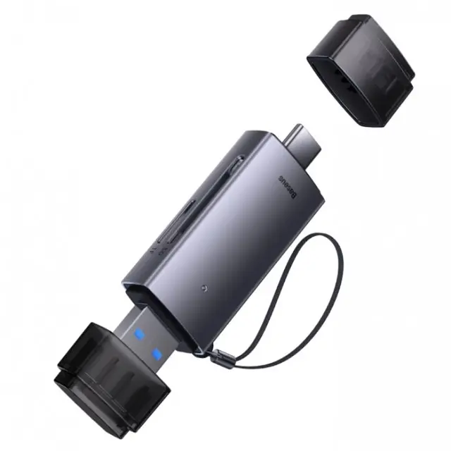 Картрідер Baseus Lite Series USB-A & Type-C to SD and TF Card Reader сірий - фото 2