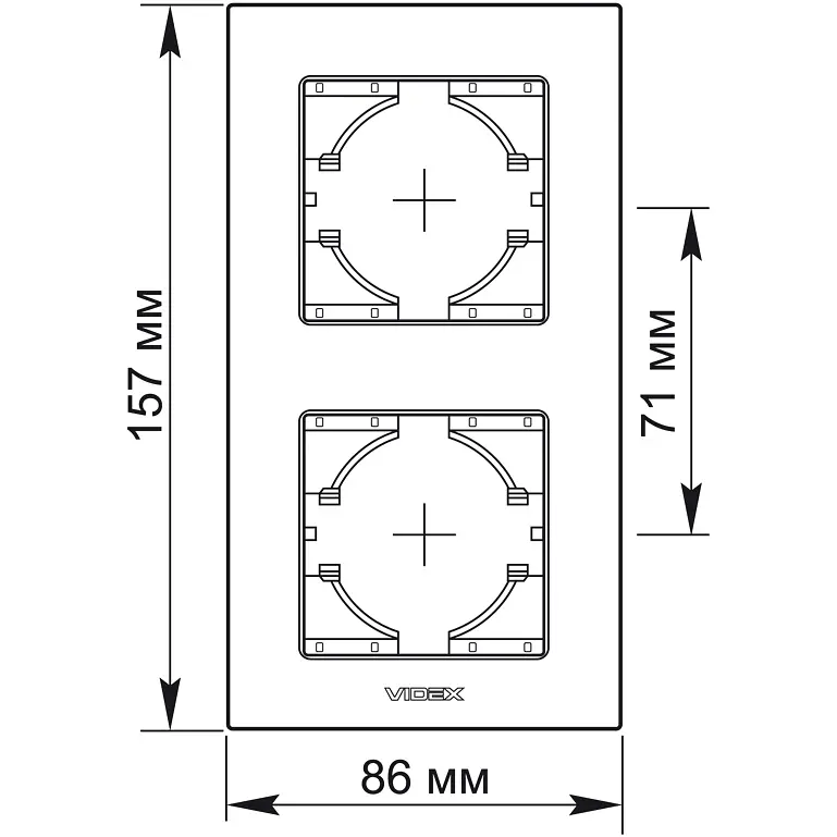 Рамка чорний алюміній на 2 місця вертикальна VIDEX BINERA (VF-BNFRA2V-B) - фото 3
