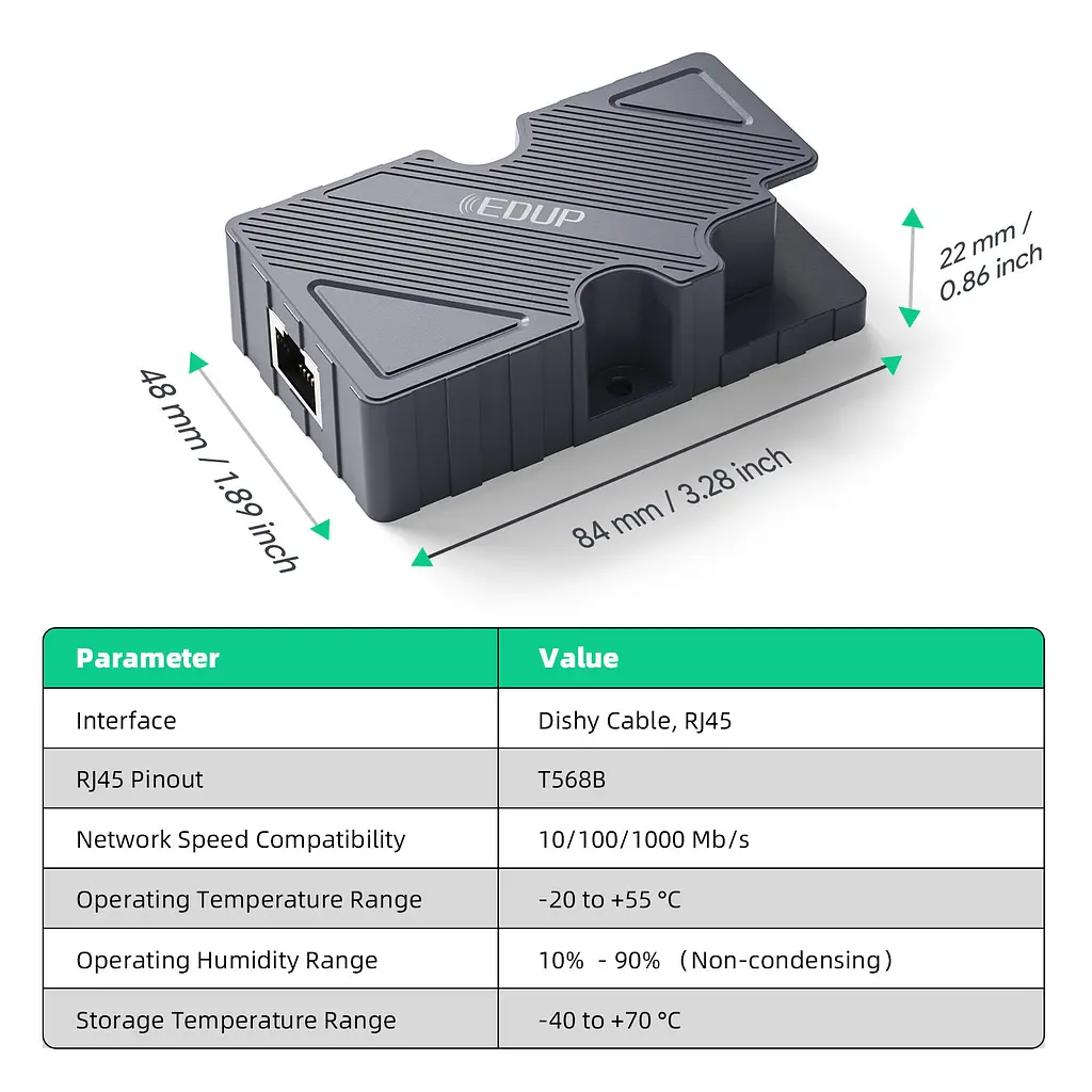 Комплект для Starlink Gen 2 EDUP EP-SK9603 PoE інжектор та мережевий адаптер живлення (19210) - фото 2