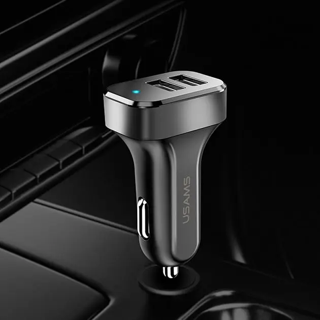 Автомобільний зарядний пристрій Usams C13 Double USB 2.1A (Black) [53787] - фото 2