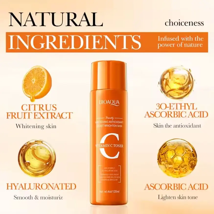 Тонер для обличчя з вітаміном С та гіалуроновою кислотою Bioaqua Vitamin C Toner 120 мл - фото 3